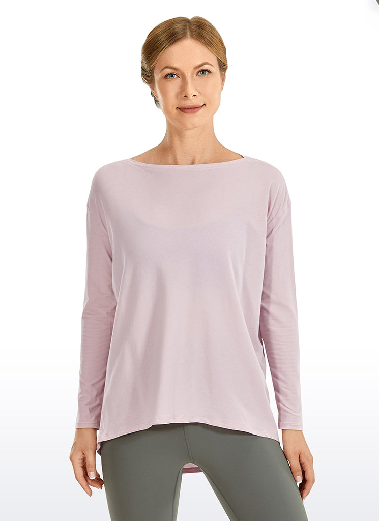 Pima Cotton Long Sleeves Boat Neck